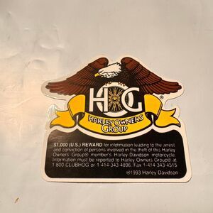 Harley-Davidson Stickers vintage 1993 HOG Motorcycle biker
